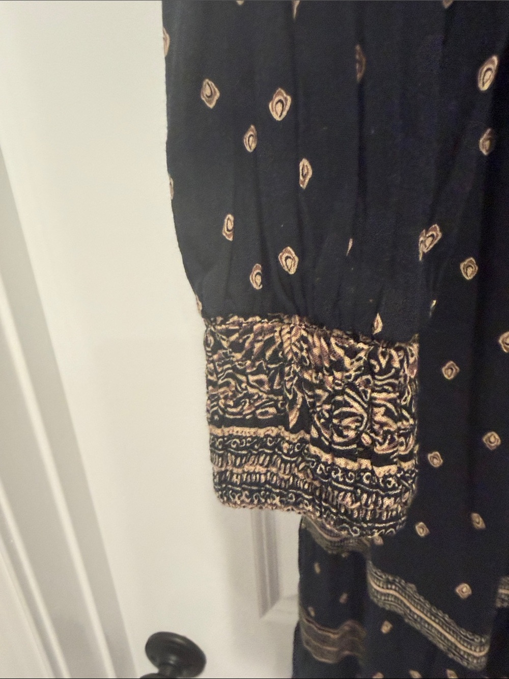 Wonderly Black Maxi Dress with Tan Embroidered Accents - Picture 4 of 5